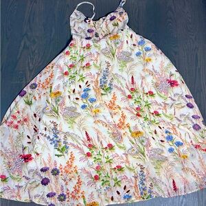 Floral Print White Girls' Sundress with Spaghetti Straps